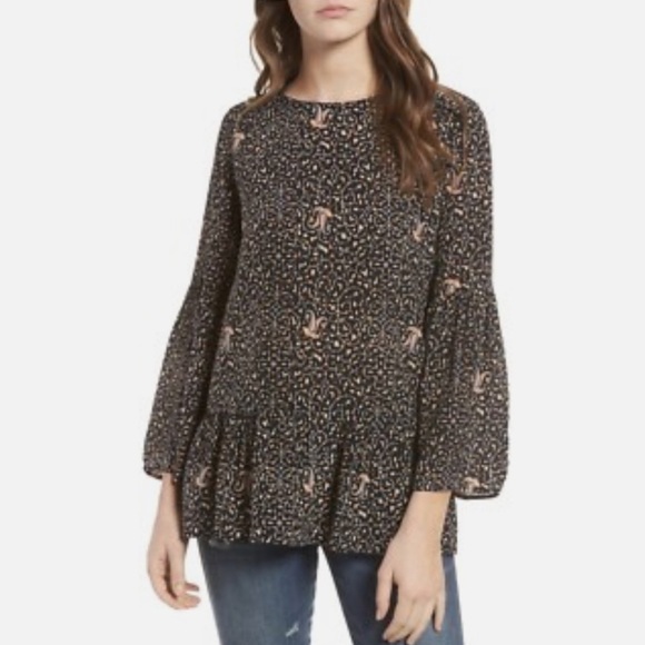 MADEWELL Silk Black Ditsy Floral Print Blouse - Picture 3 of 16